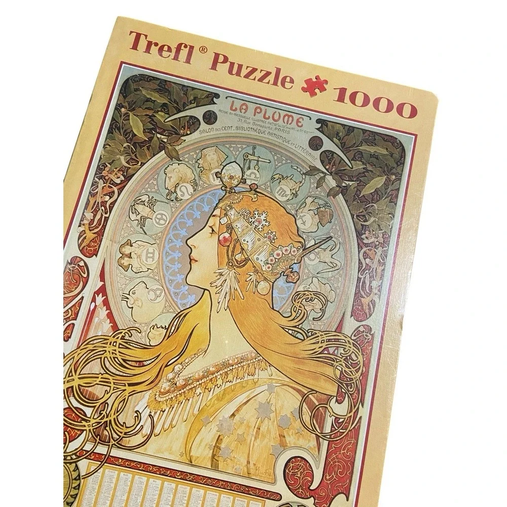 Trefl Alphonse Mucha La Plume 1000 Piece Jigsaw Puzzle Sealed